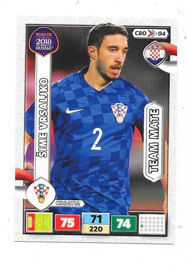 2018 Panini Adrenalyn XL Road To World Cup TEAM MATE #CR04 Sime Vrsaljko , Croatia