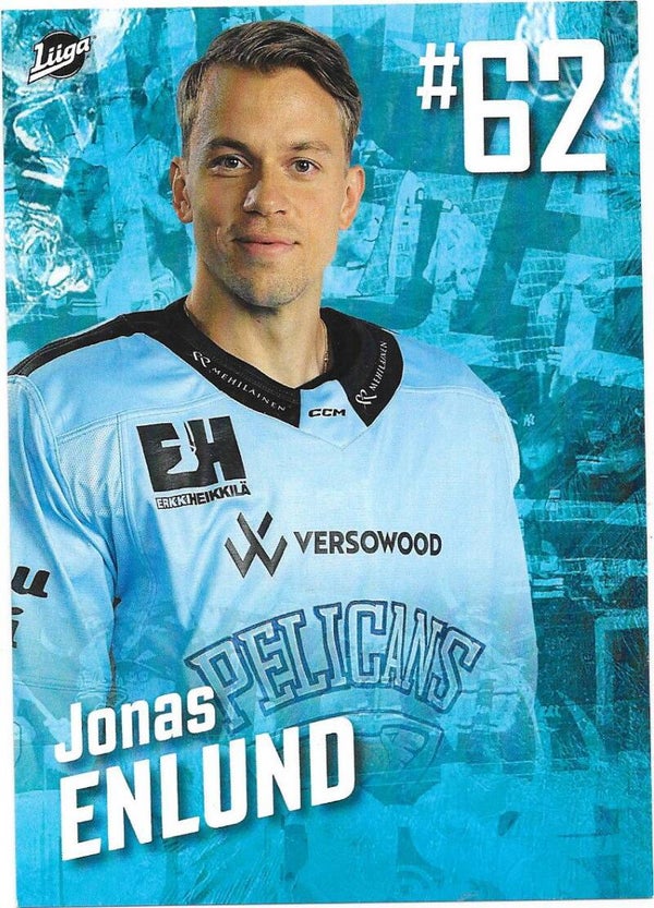 2023-24 Finnish Pelicans Teamissued Ice Hockey Card #62 Jonas Enlund  , Sibir Novosibirsk,