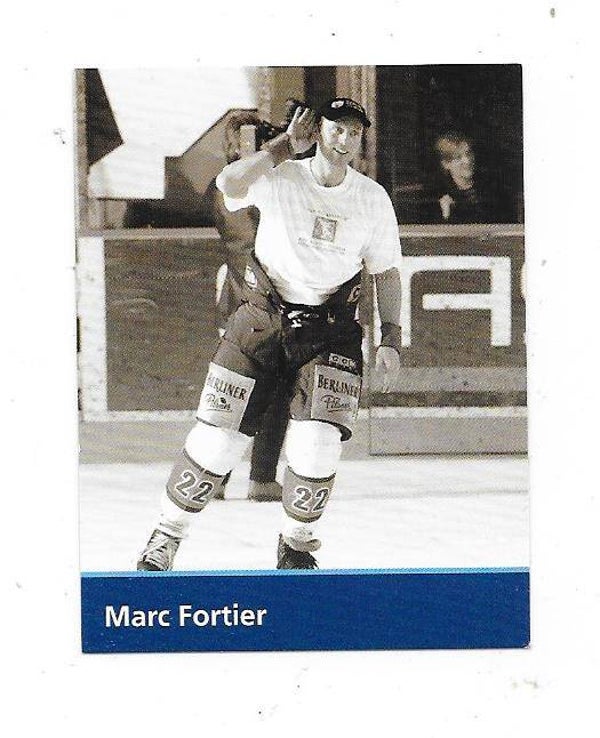 2009-10 German Eisbären Berlin Teamissued Ice Hockey Card Legends # 2 Marc Fortier , Chicoutimi Saguenéens