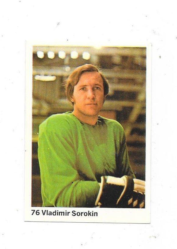 1974-75 Swedish Williams Ice Hockey Sticker #76 Vladimir Sorokin , Dinamo Riga , Latvia