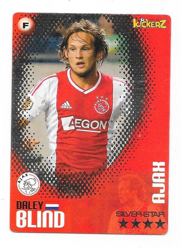 2013-14 Swedish Kickerz Silverstar Football Card # Daley Blind , Ajax Amsterdam & Netherlands