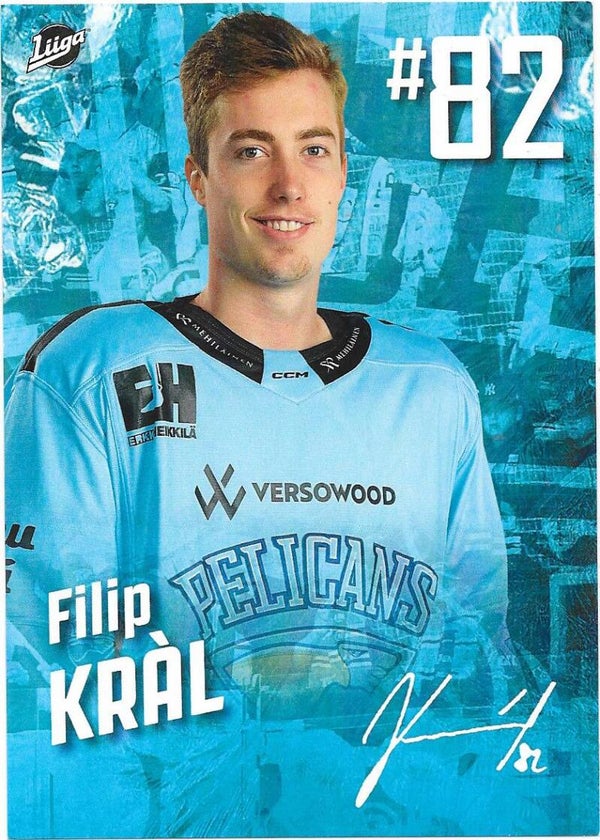 2023-24 Finnish Pelicans Teamissued Ice Hockey Card #82 Filip Kral , HC Kometa Brno