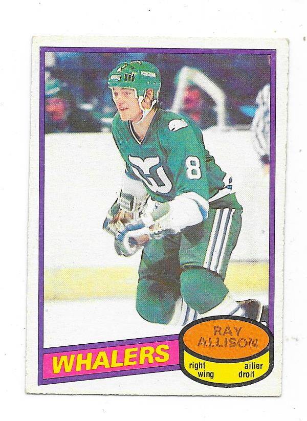 1980-81 OPC NHL Ice Hockey Card #126 Ray Allison , Hartford Whalers RC