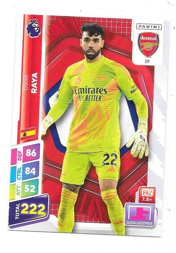 2024-25 Panini Adrenalyn Premier League football card # David Raya , Arsenal