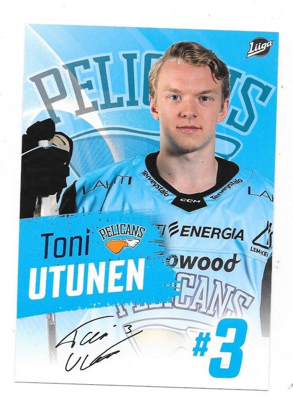2021-22 Pelicans TeamIssued Ice Hockey  Card #3 Toni Utunen