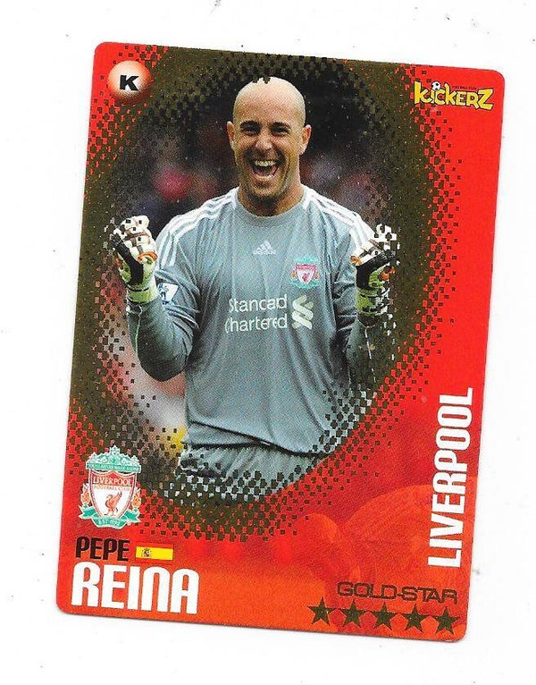 2012-13 Swedish Kickerz Goldstar Football Card # Pepe Reina , Liverpool & Espana