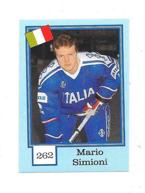 1992 Finnish Semic WC Ice Hockey Sticker #262 Mario Simioni , Italia ,  Toronto Marlboros
