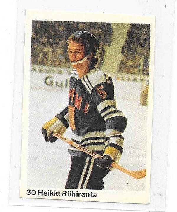 1974-75 Swedish Williams Ice Hockey Card #30 Heikki " Hexi " Riihiranta , Finland & HIFK / Winnipeg Jets