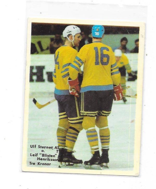 1970 Swedish Cumulus Mästar Serie Ice Hockey Card # Ulf Sterner & Leif Henriksson , Sweden