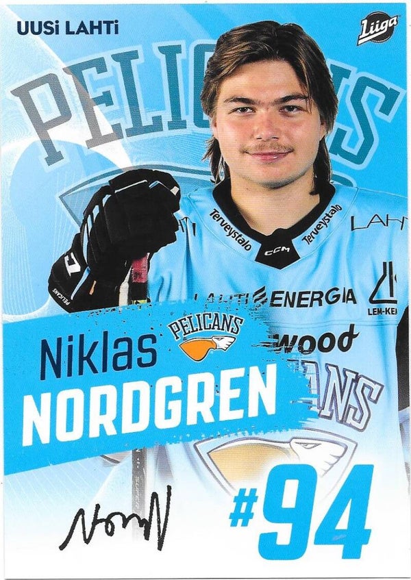 2021-22 Finnish Pelicans Teamissued Ice Hockey Card #94 Niklas Nordgren