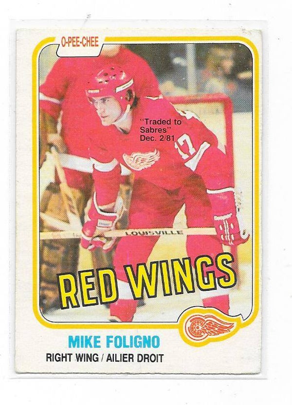 1981-82 OPC NHL Ice Hockey Card #87 Mike Foligno , Detroit Red Wings
