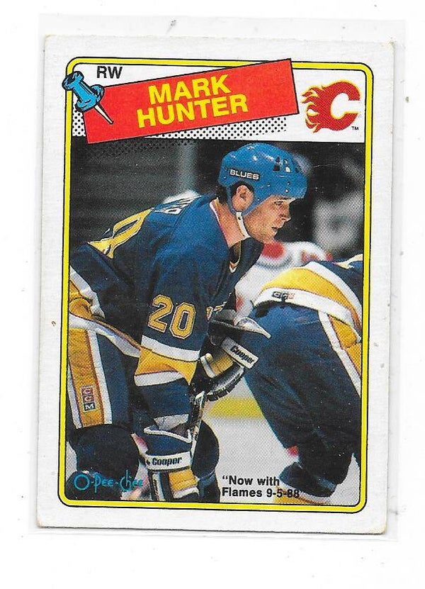 1988-89 OPC NHL Ice Hockey Card #187 Mark Hunter , Calgary Flames