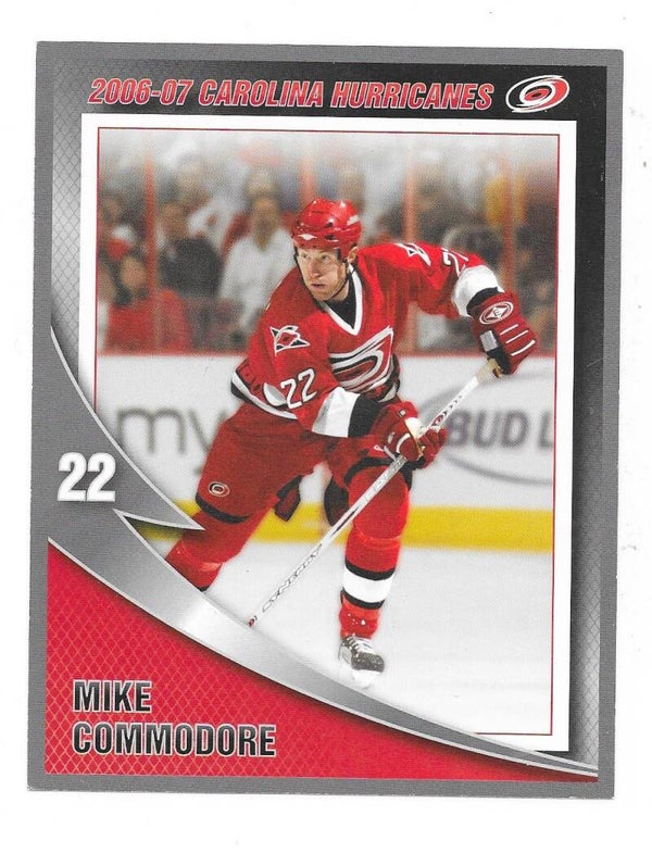 2006-07 Carolina Hurricanes Teamissued NHL Ice Hockey Card #22 Mike Commodore , Univ. of North Dakota