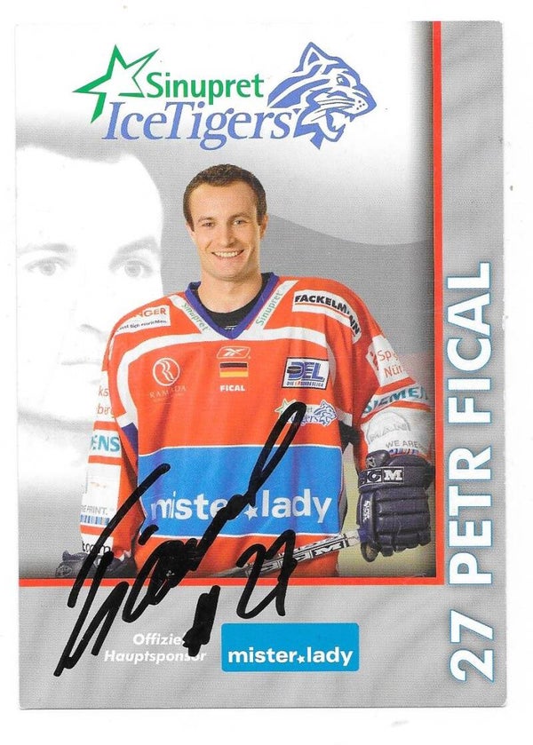 2007-08 German Sinupret IceTigers Teamissued Ice Hockey Card #27 Petr Fical , Tornado Luxembourg