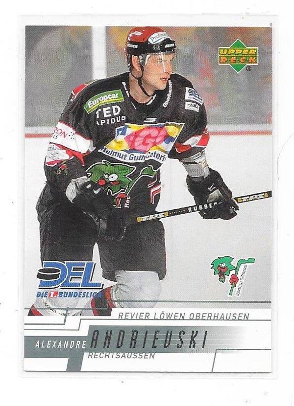 2001-02 German DEL Upper Deck Ice Hockey Card #203 Aleksandr Andrievski , Revier Löwen Oberhausen  , Chicago Blackhawks