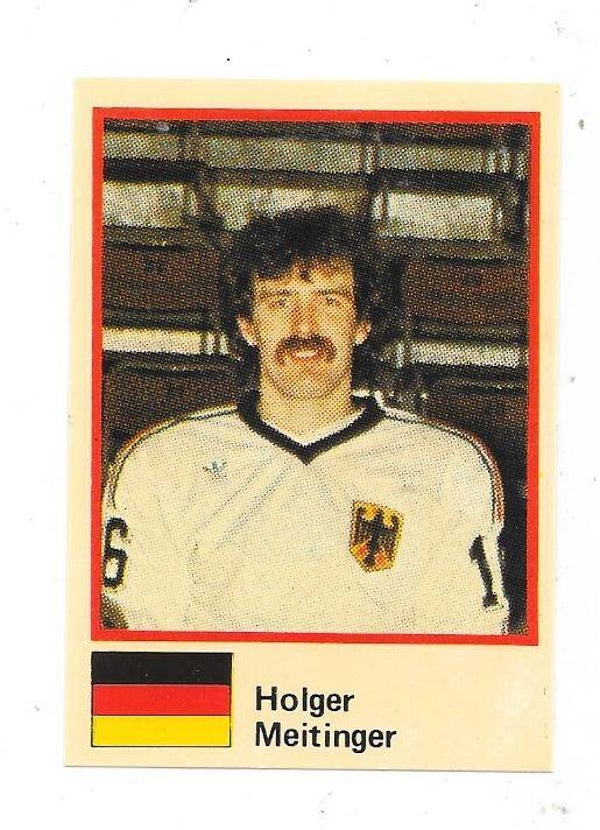 1982 Finnish Semic WC Ice Hockey Sticker #113 Holger Meitinger , West Germany & Kölner EC