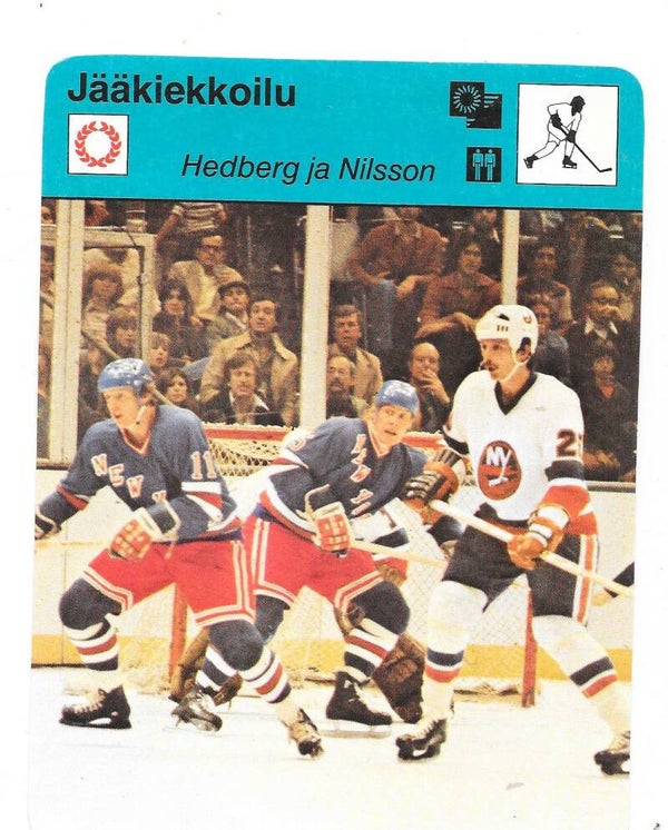 1979 Finnish Concert Hall Sportcaster #1911 Anders Hedberg & Ulf Nilsson , New York Rangers & Sweden