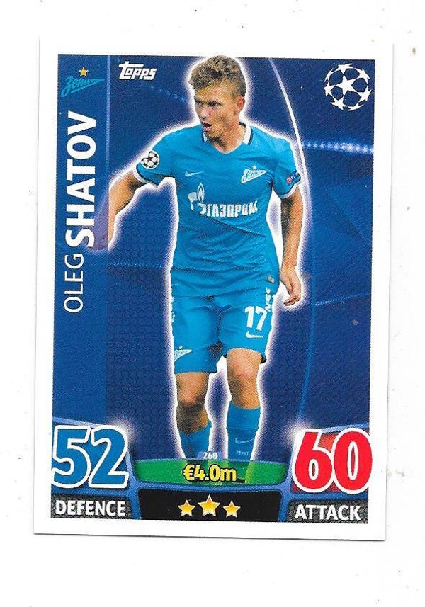 2015-16 Topps Match Attax Champions League Football Card #260 Oleg Shatov , Zenith ST Petersburg