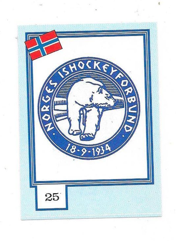 1992 Finnish Semic WC Ice Hockey Sticker #25 Team Badge , Norway
