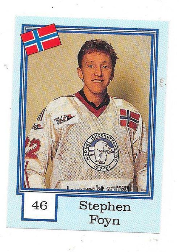1992 Finnish Semic WC Ice Hockey Sticker #46 Stephen Foyn , Norway & Sparta Sarpsborg