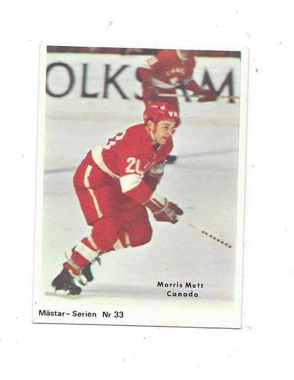 1970 Swedish Cumulus Mästar Serie Ice Hockey Card #33 Morris Mott , Canada
