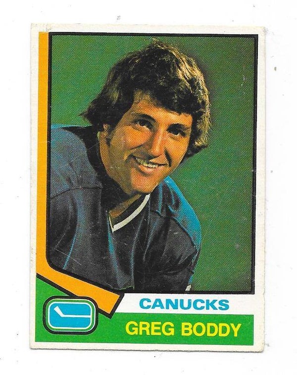 1974-75 OPC NHL Ice Hockey Card #349 Gregg Boddy , Vancouver Canucks