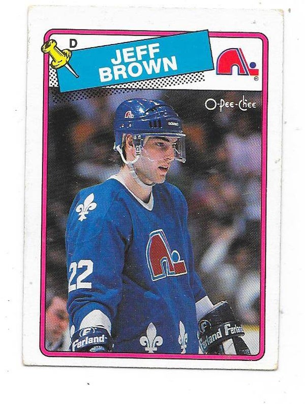 1988-89 OPC NHL Ice Hockey Card #201 Jeff Brown , Quebec Nordiques RC