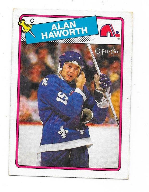 1988-89 OPC NHL Ice Hockey Card #131 Alan Haworth , Quebec Nordiques