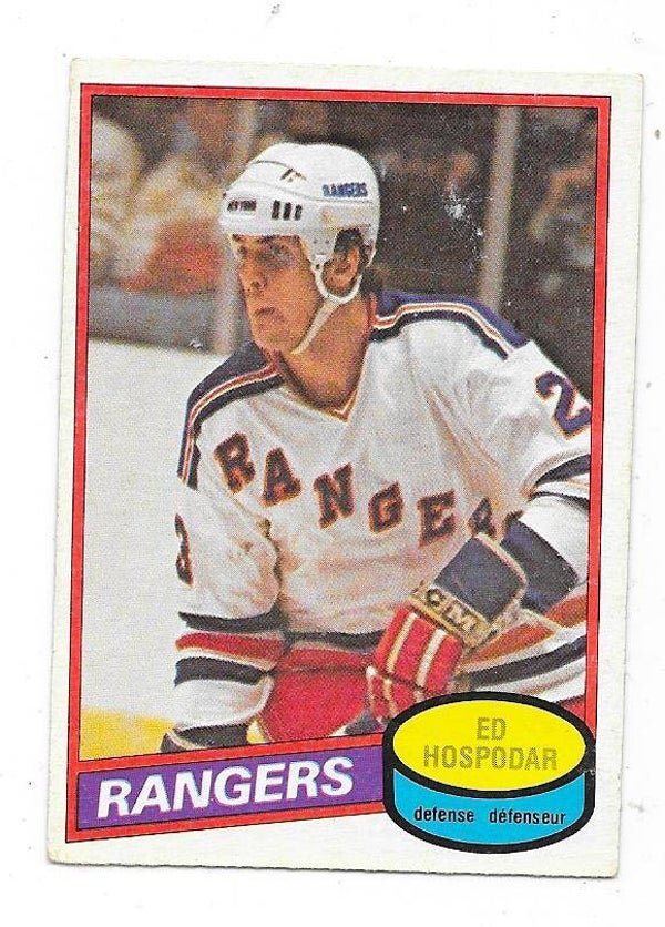 1980-81 OPC NHL Ice Hockey Card #366 Ed Hospodar , New York Rangers RC