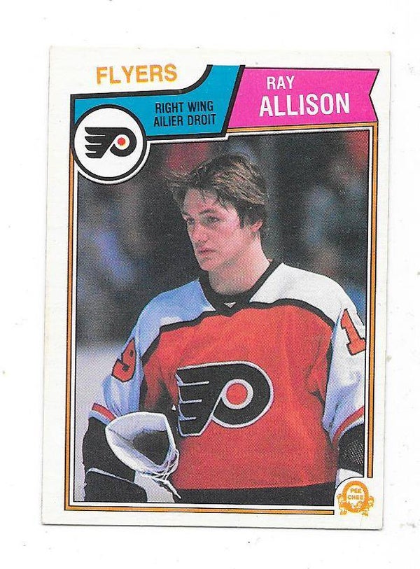 1983-84 OPC NHL Ice Hockey Card #259 Ray Allison , Philadelphia Flyers