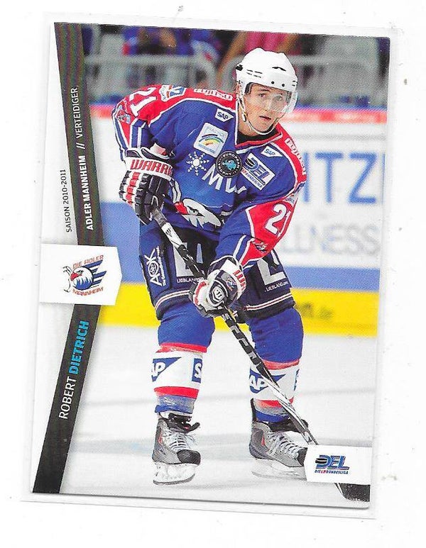 2010-11 German DEL Ice Hockey Card #207 Robert Dietrich , Adler Mannheim