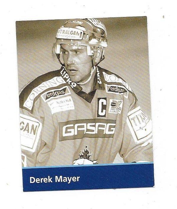 2009-10 German Eisbären Berlin Teamissued Ice Hockey Card Legends # Derek Mayer , Univ. of Denver