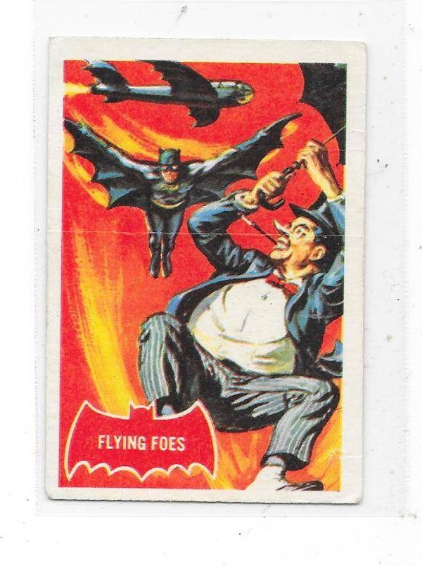 1966 Topps Batman Trading Card #31A Flying Foes The Penguin!