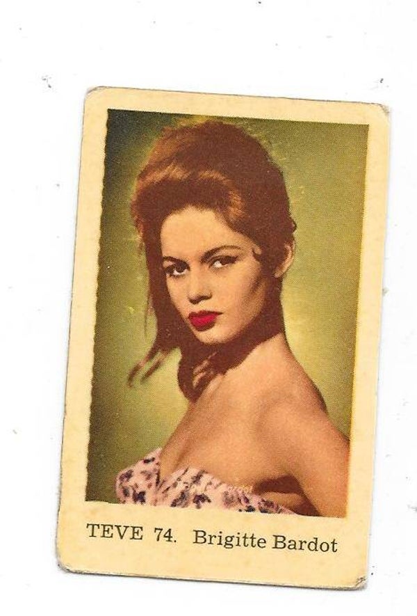 1962 Dutch Gum Teve trading card serie #74 Brigitte Bardot