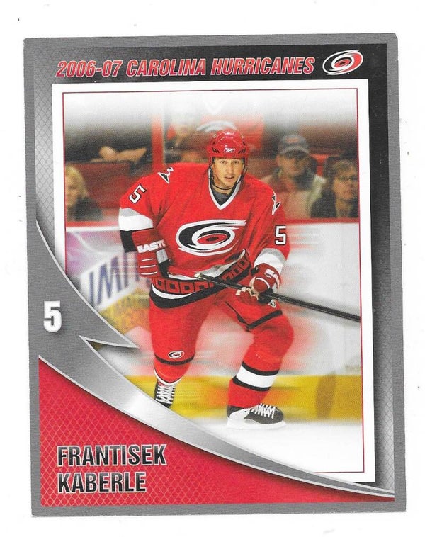 2006-07 Carolina Hurricanes Teamissued NHL Ice Hockey Card #5 Frantisek Kaberle , HC Kladno