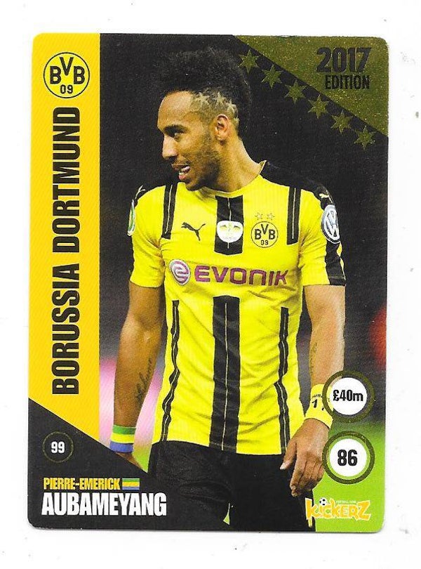 2016-17 Swedish Kickerz Goldstar Football card # Pierre-Emerick Aubameyang , Borussia Dortmund  & Gabon / France