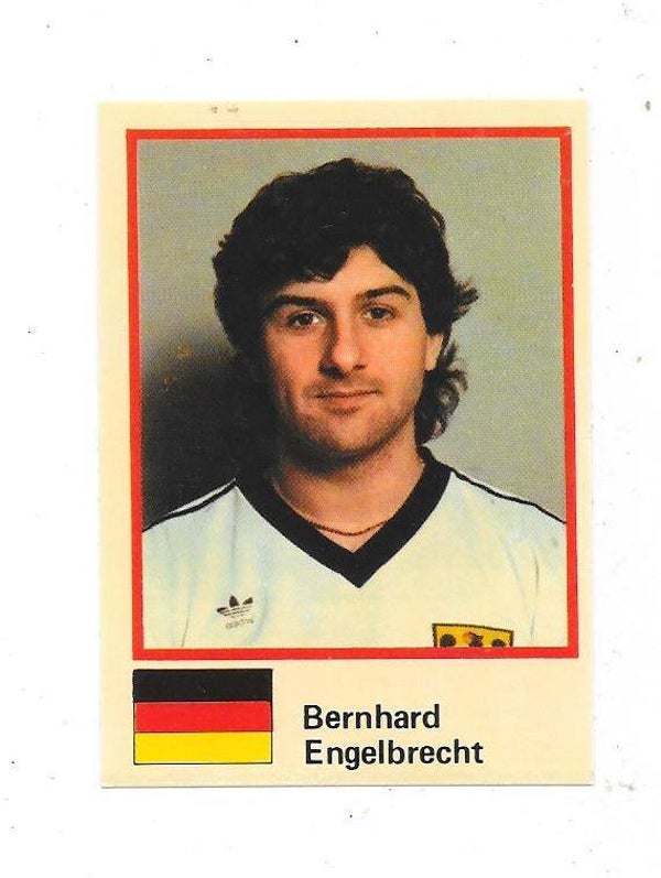 1982 Finnish Semic WC Ice Hockey Sticker #102 Bernahrd Engelbrecht , West Germany & EV Landshut
