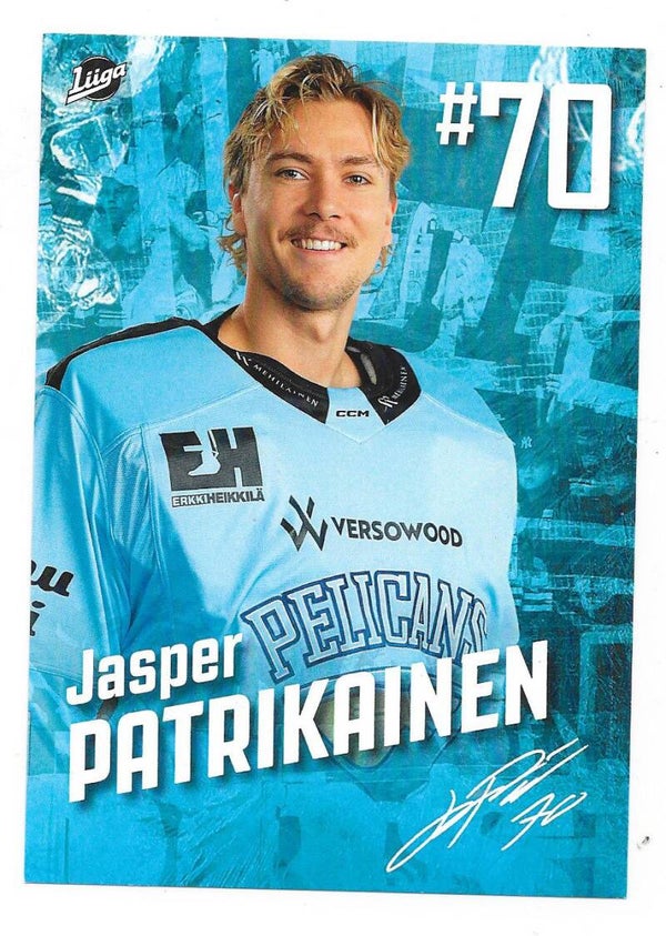 2023-24 Finnish Pelicans Teamissued Ice Hockey Card #70 Jasper Patrikainen , HK Nitra