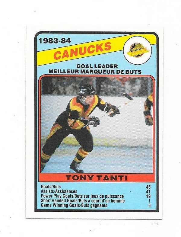 1984-85 OPC NHL Ice Hockey Card #369 Tony Tanti , Vancouver Canucks