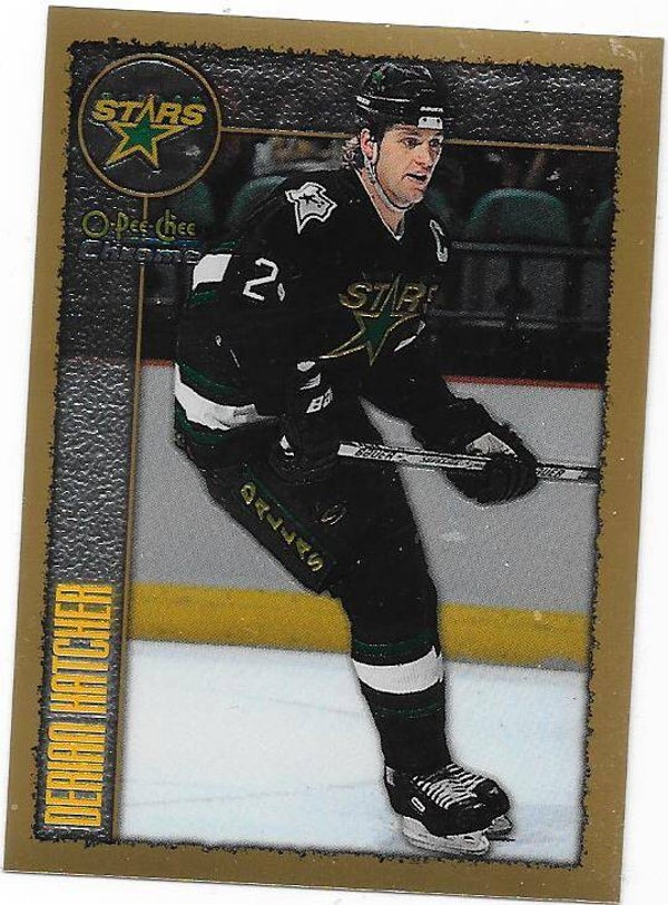 1998-99 OPC Chrome NHL Ice Hockey card #148 Derian HAtcher , Dallas Stars