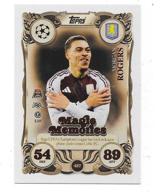 2025-26 Topps Match Attax Football CHL Magic Memories #427 Morgan Rogers ,  Aston Villa