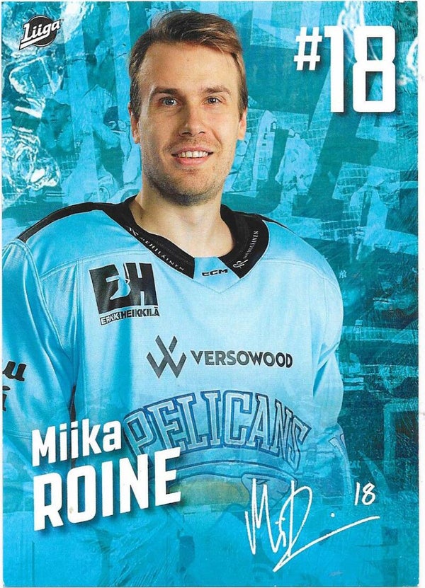 2023-24 Finnish Pelicans Teamissued Ice Hockey Card #18 Miika Roine , Zaglebie Sosnowiec