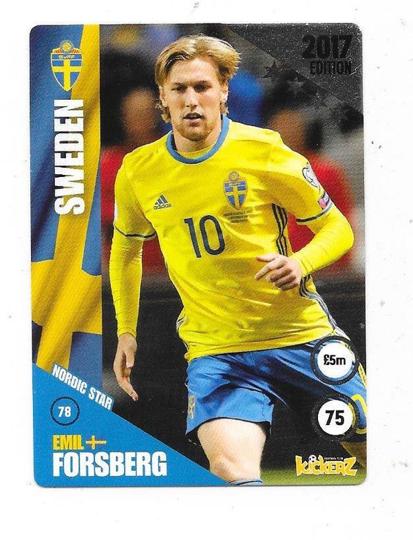 2016-17 Swedish Kickerz Goldstar #78 Emil Forsberg , Sweden & RB Leipzig