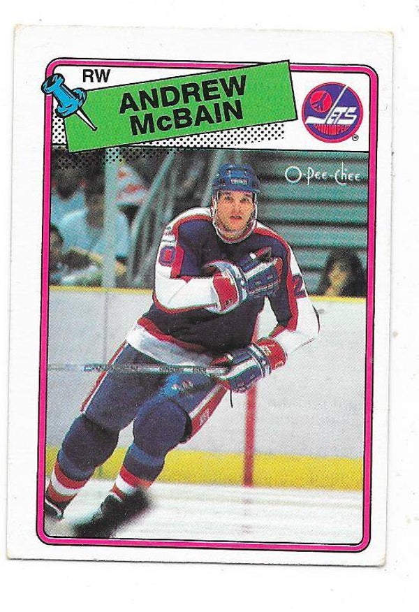 1988-89 OPC NHL Ice Hockey Card #105 Andrew McBain , Winnipeg Jets