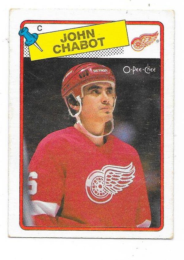 1988-89 OPC NHL Ice Hockey Card #39 John Chabot , Detroit Red Wings