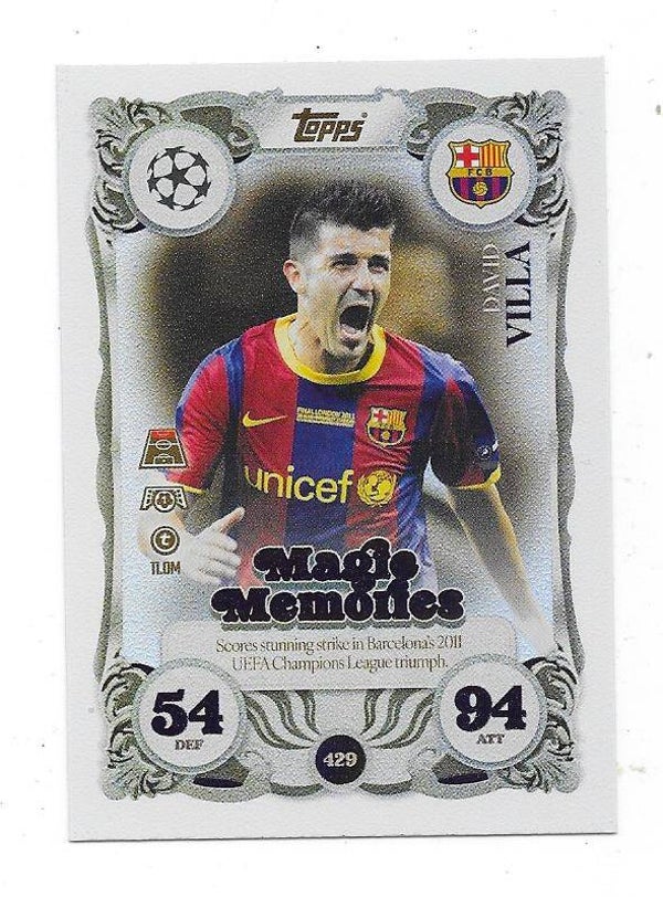 2025-26 Topps Match Attax Football CHL Magic Memories #429 David Villa , FC Barcelona