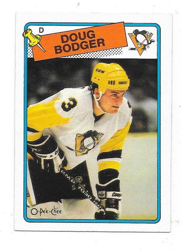 1988-89 OPC NHL Ice Hockey Card #96 Doug Bodger , Pittburgh Penguins