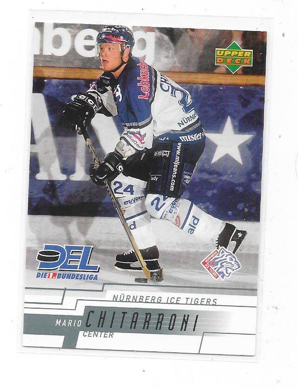 2001-02 German DEL Upper Deck Ice Hockey Card #191 Mario Chitaroni , Nürnberg Ice Tigers , Alleghe