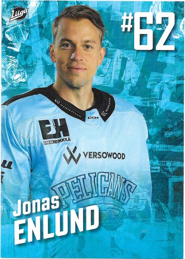 2023-24 Finnish Pelicans Teamissued Ice Hockey Card #62 Jonas Enlund , Sibir Novosibirsk