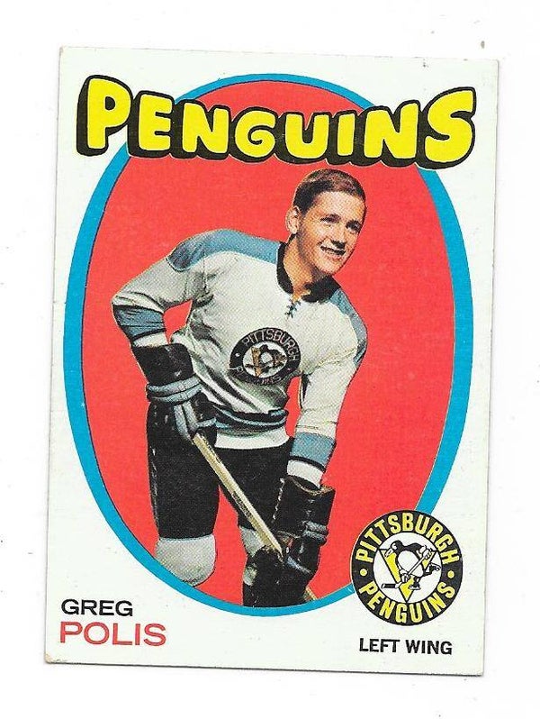 1971-72 Topps NHL Ice Hockey Card #41 Greg Polis , Pittsburgh Penguins RC
